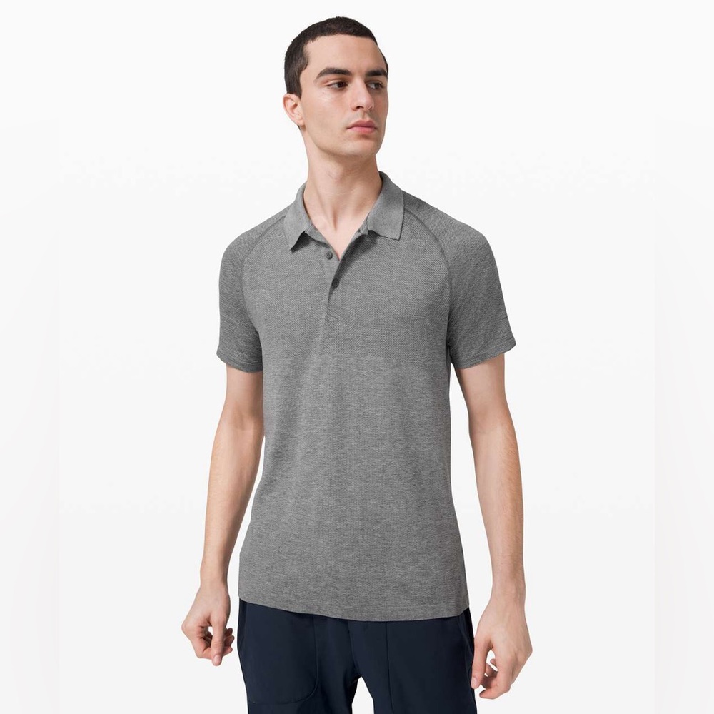 Lululemon Mens Metal Vent Tech Short Sleeve Polo Shirt Gray XL 1061